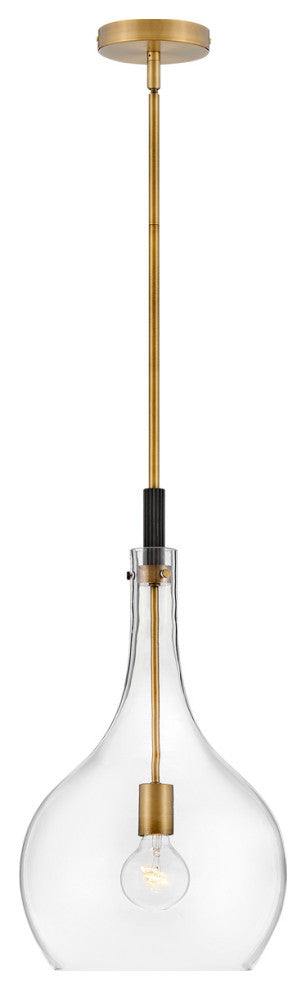 Hinkley Ziggy 23" Medium Pendant Light, Heritage Brass + Clear Glass Shade