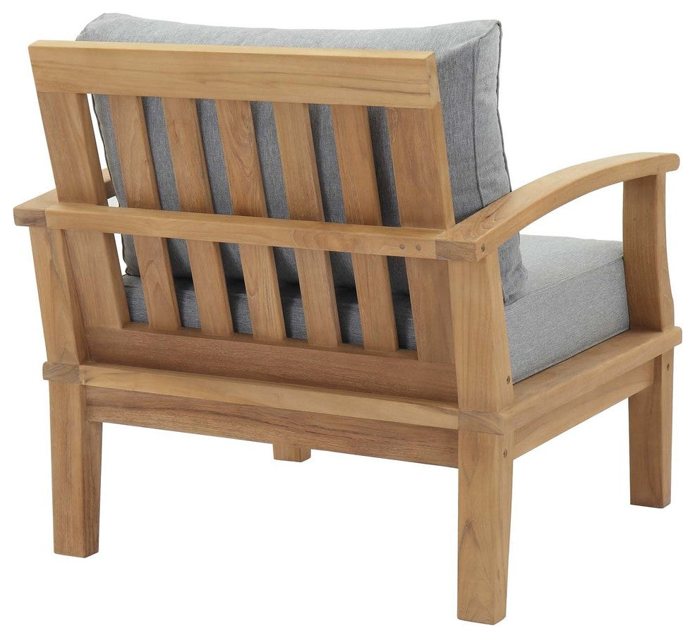 Marina Outdoor Patio Teak Armchair, Natural Gray