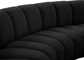 Infinity Black Boucle Fabric Upholstered Arc Shaped Modular Sectional, Black, 10-Piece, Arc-Shaped