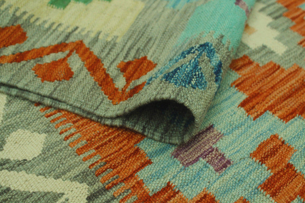 Sangat Kilim Lamia Gray/Rust Runner, 2'8x8'7