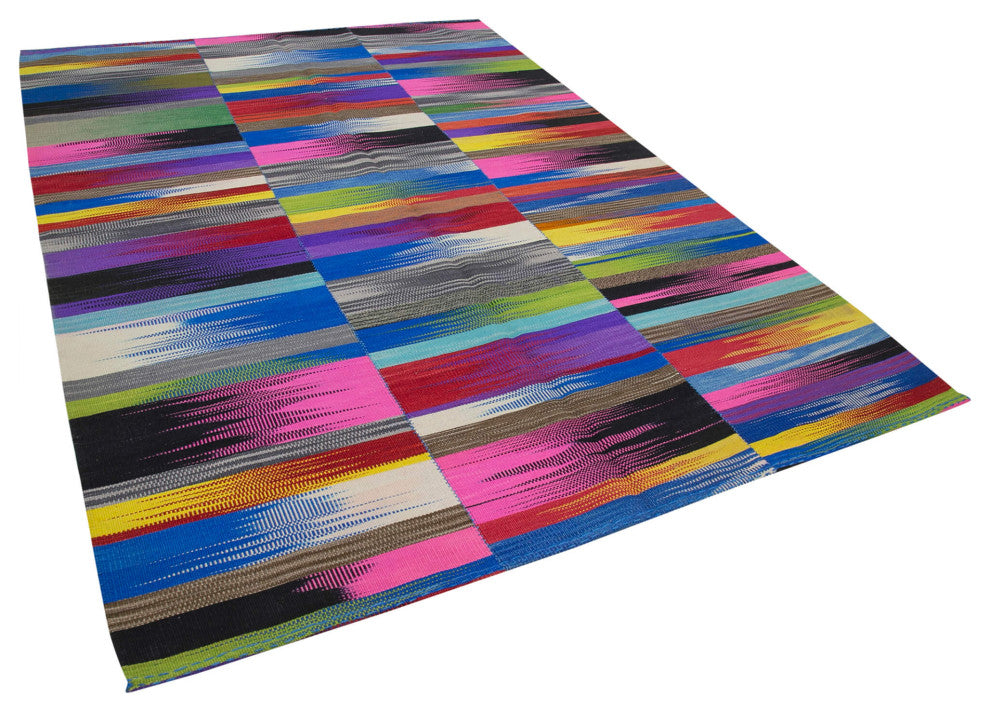 Rug N Carpet - Handmade Turkish 6' 9'' x 9' 7'' Flatweave Wool Kilim Rug