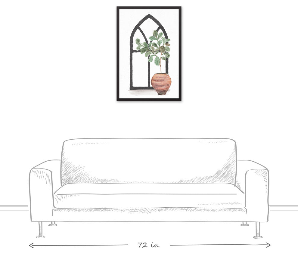 Plant With Arch II 20"x30" Black Framed Canvas