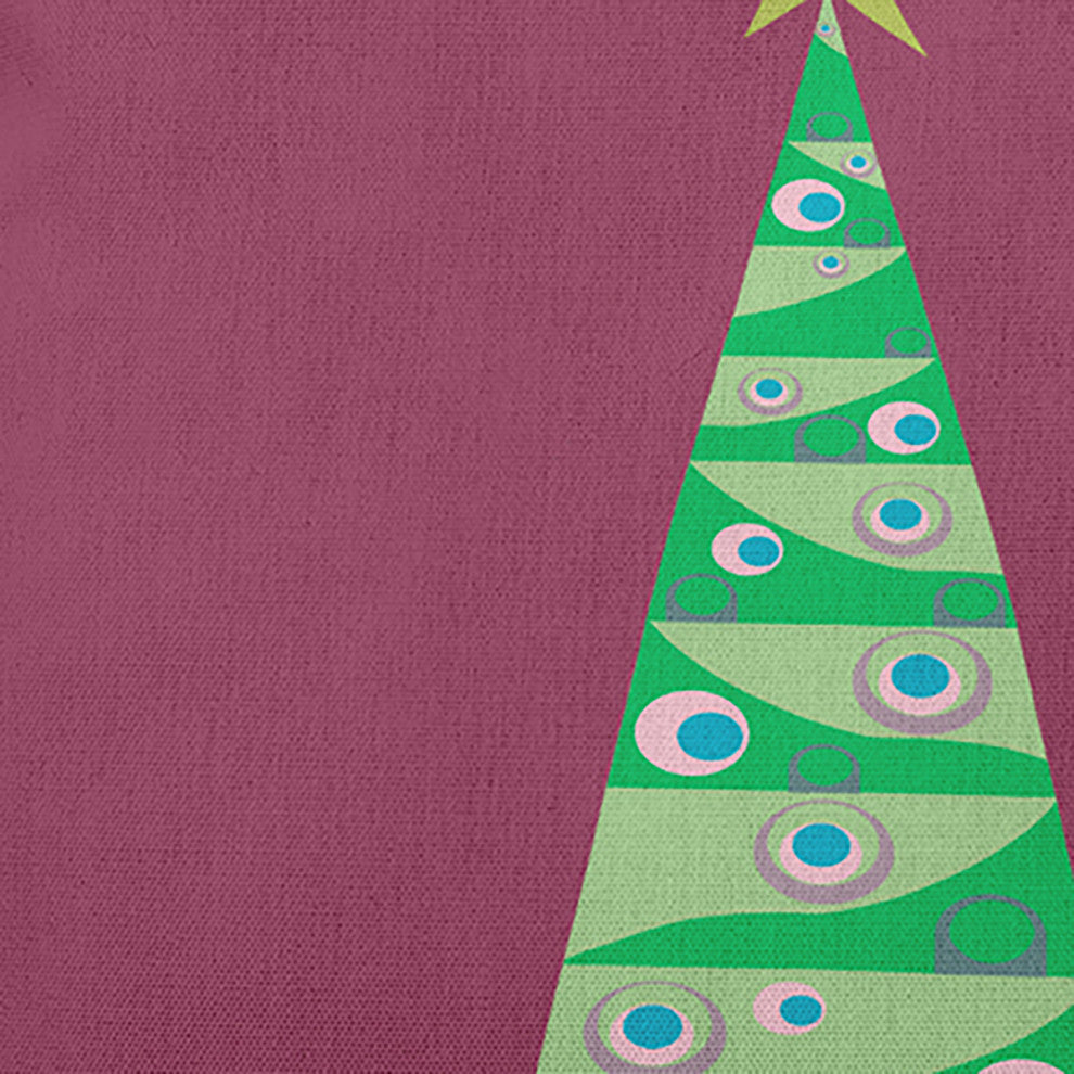 Cartoon Christmas Tree Accent Pillow, Passion Flower, 18"x18"