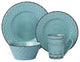 Basketweave 16 Piece Stoneware Dinner Set, Service for 4, Blue