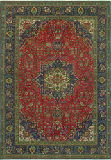 Fine Vintage Distressed Moshe Red/Navy Rug, 7'4 x 11'3