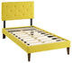 Terisa Twin Fabric Platform Bed With Squared Tapered Legs, Sunny