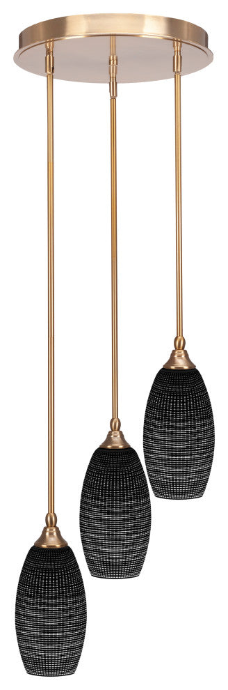 Empire 3-Light Cluster Pendalier, New Age Brass/Black Matrix