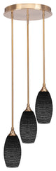 Empire 3-Light Cluster Pendalier, New Age Brass/Black Matrix