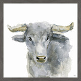"Opinionated Bull" Framed Painting Print, 24"x24"
