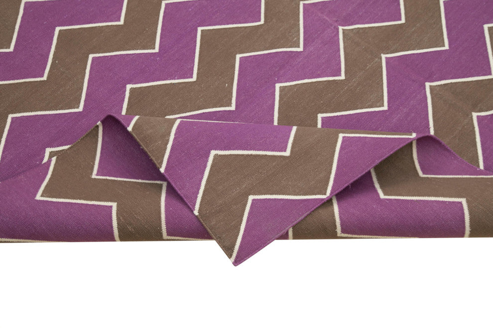 Rug N Carpet - Handmade Wool 6' 2'' x 8' 11'' Geometric Dhurrie Kilim Rug