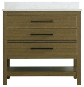 Home Living 36" Single Bathroom Vanity, Chestnut Brown With Backsplash