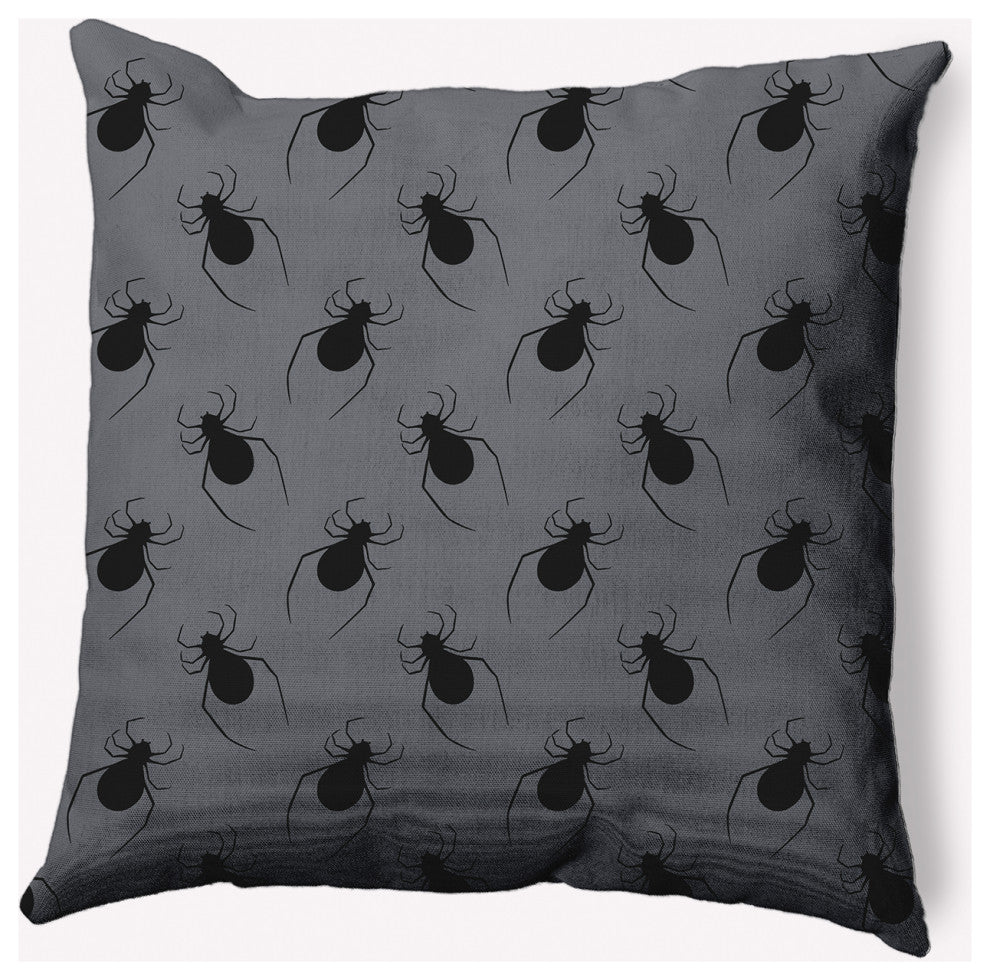 18" x 18" Spider Pattern Indoor/Outdoor Polyester Throw Pillow, Steel Gray