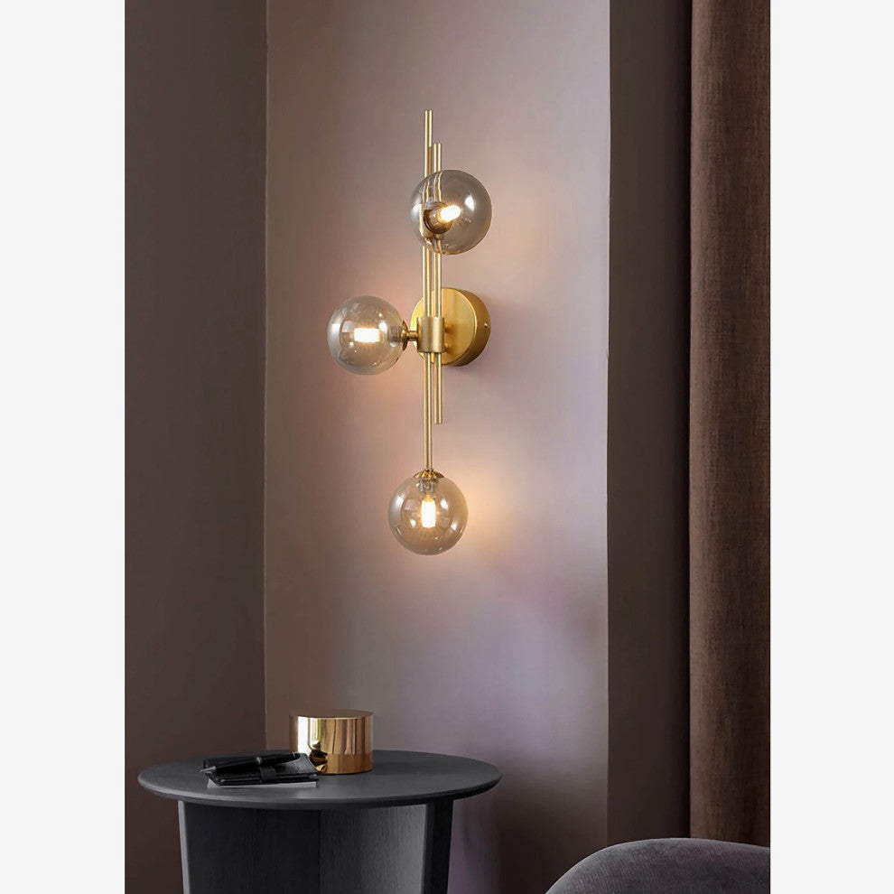 Mieres | Luxury Minimalist Glass LED Wall Lamp, Orange + White, Left