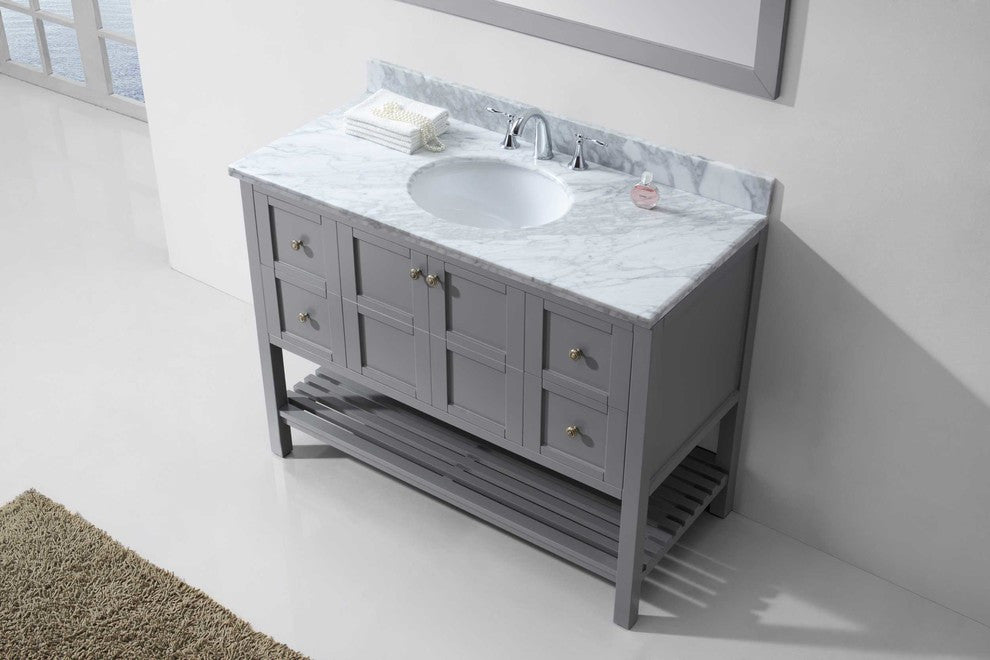 Winterfell 48" Single Bathroom Vanity Set, Gray With Mirror