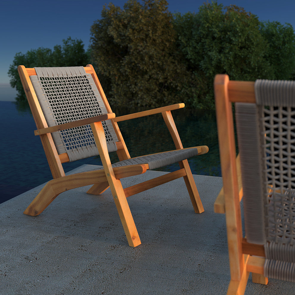 Vega Natural Stain Outdoor Chair in Gray Cording