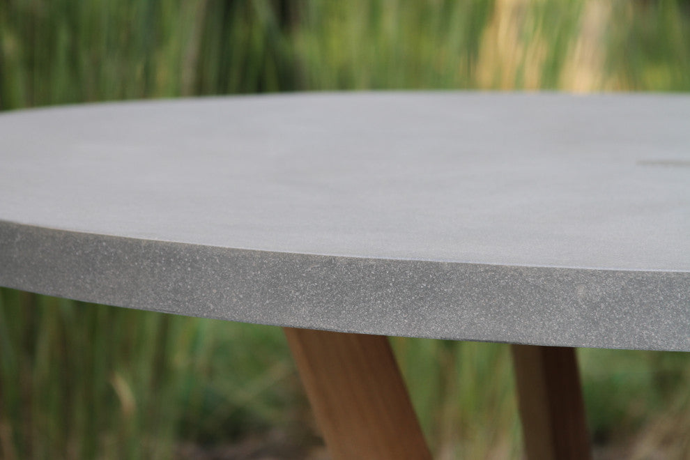 7-Piece Nautical Teak, Rope and Composite Round Dining Set With Sunbrella