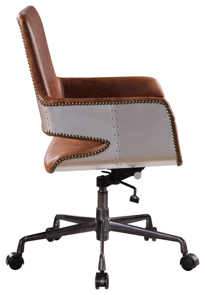 ACME Kamau Executive Office Chair With Lift, Vintage Cocoa Top Grain Leather