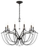 Priscilla 36x28" 10 Light Chandelier, Black Matte, In Dark Gray Pearl