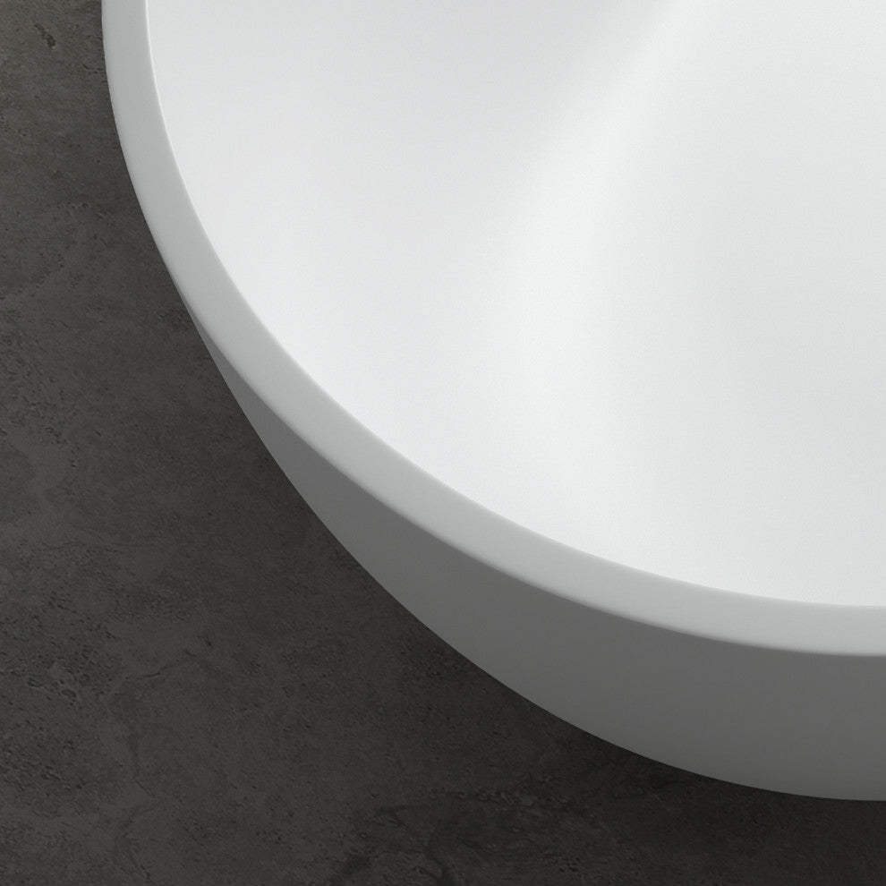 Solid Surface Freestanding Soaking Bathtub, Drain, 69"