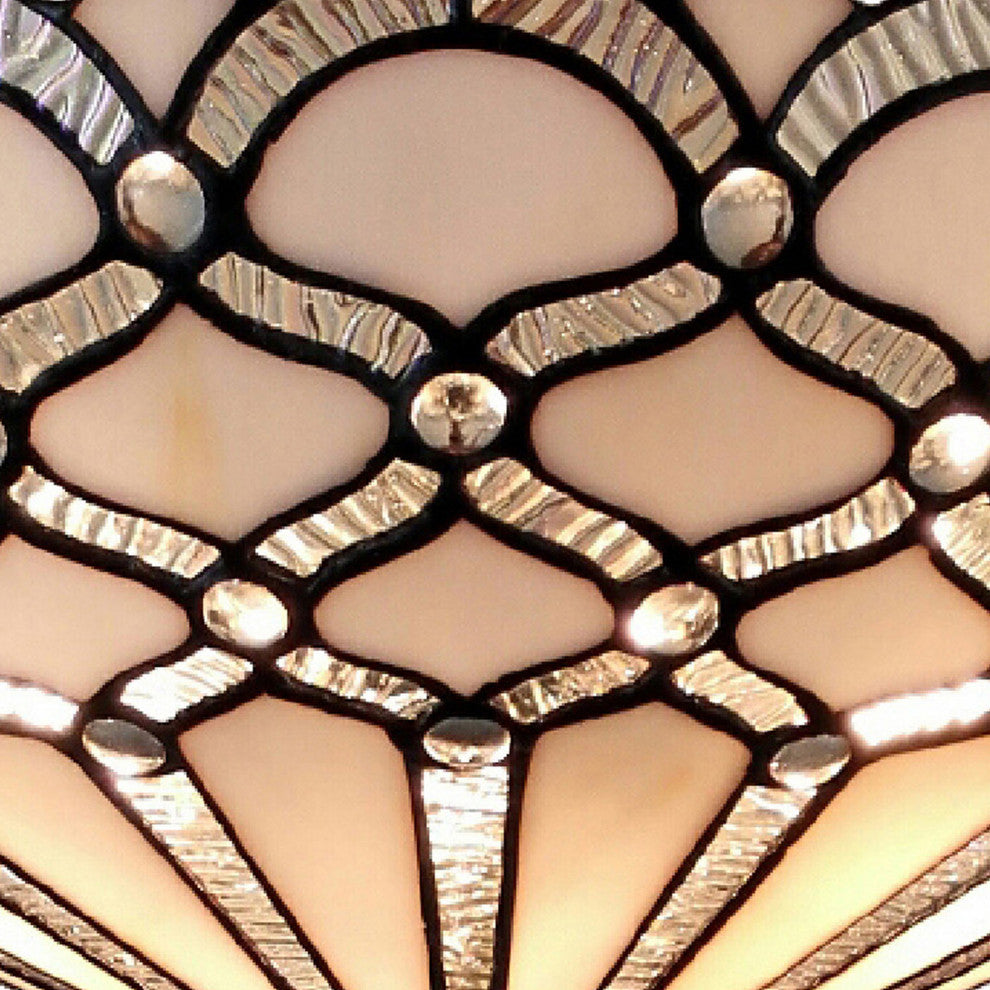 Tiffany Style 2 Light Vintage Semi-Flush Ceiling Lamp 17" Wide