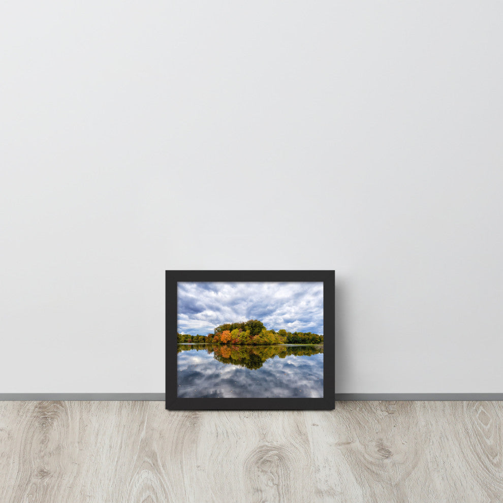 Autumn Reflections Rural Landscape Framed Photo Paper Wall Art Prints, Black, 8" X 10"