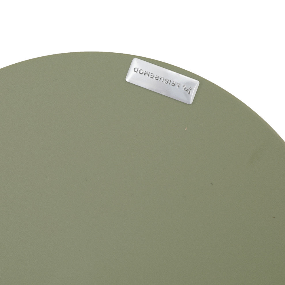 Round Side Table in ABS Plastic Ribbed Design End Table with Removable Lid, Olive Green