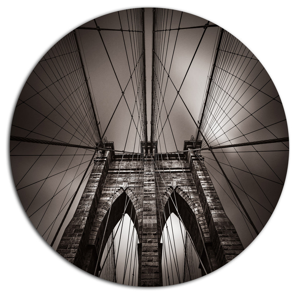Brooklyn Bridge In Nyc Usa, Cityscape Wall Round Wall Art, 11"