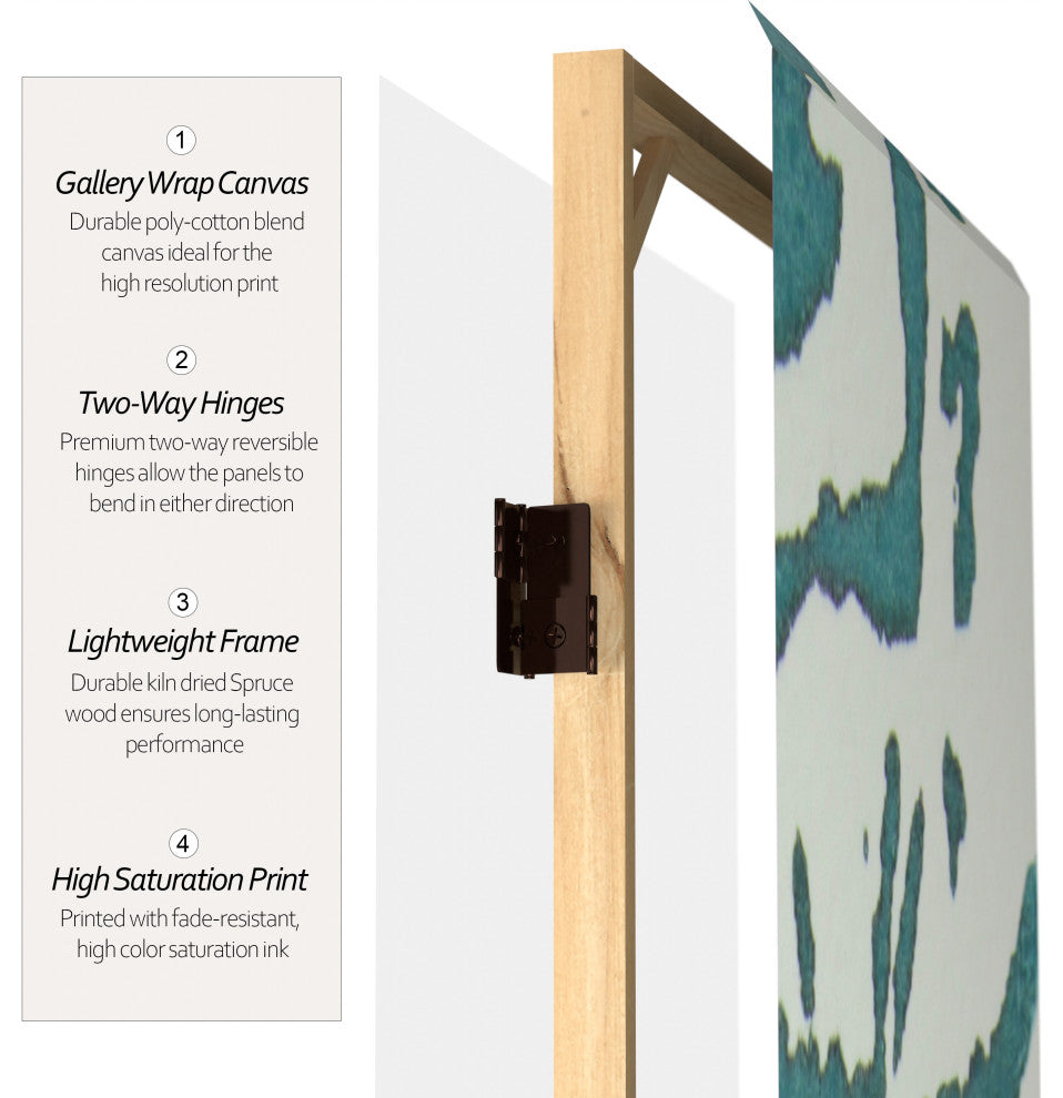 6' Tall Double Sided Teal Vineyard Canvas Room Divider