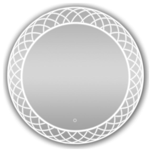 24" Frost, LED Lighted Round Mirror With Dimmer, Defogger, Touch Control.