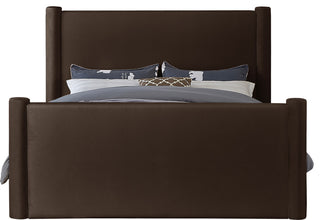 Elias Upholstered Bed, Brown, Full, Velvet