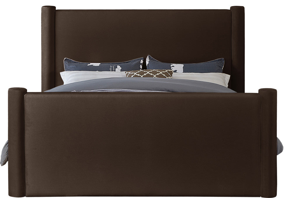 Elias Upholstered Bed, Brown, Full, Velvet