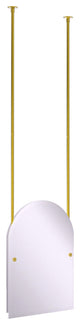 Frameless Arched Top Ceiling Hung Mirror, Polished Brass