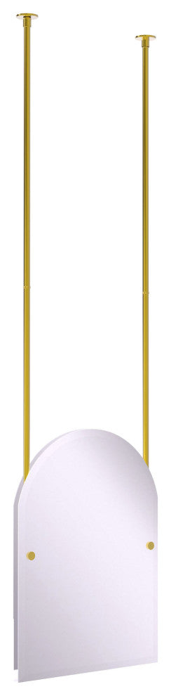 Frameless Arched Top Ceiling Hung Mirror, Polished Brass
