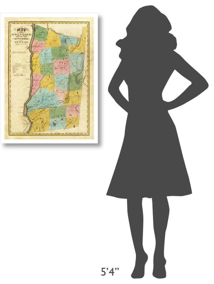 "New York - Dutchess, Putnam counties, 1829" Print by David H. Burr, 24"x32"