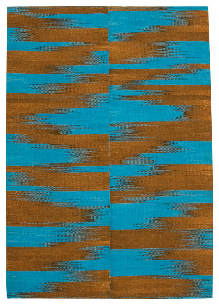 Rug N Carpet - Handmade Oriental 6' 8'' x 9' 6'' Modern Design Wool Kilim Rug