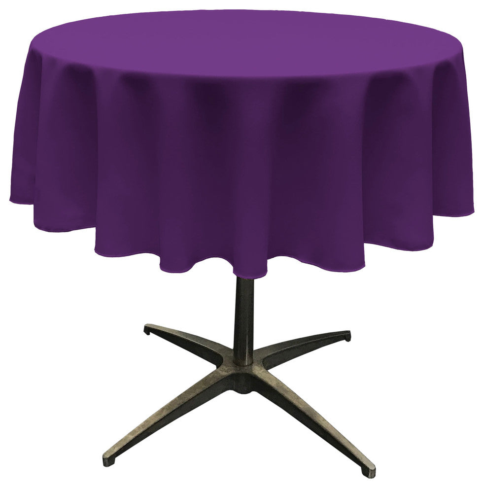 LA Linen Round Polyester Poplin, Purple, 58" Round