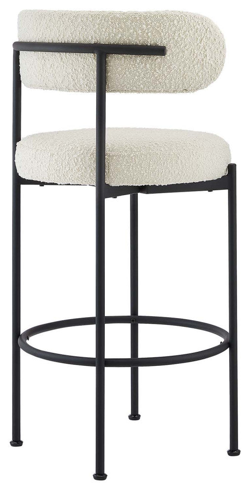 Albie Boucle Fabric Bar Stools - Set of 2 - Ivory Black