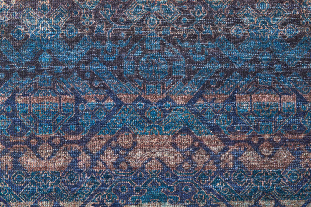 Weave & Wander Welch Oriental Machine Washable Blue/Green Rug, 2'x3'
