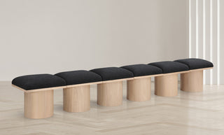 Pavilion Boucle Fabric Upholstered 6-Piece Modular Bench, Black, Natural Finish