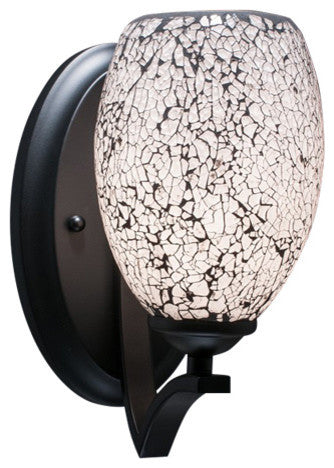 Zilo Wall Sconce, Matte Black, 5" Black Fusion Glass