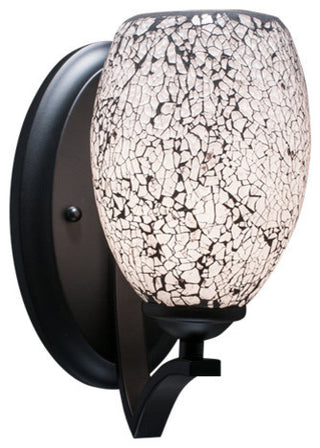 Zilo Wall Sconce, Matte Black, 5" Black Fusion Glass
