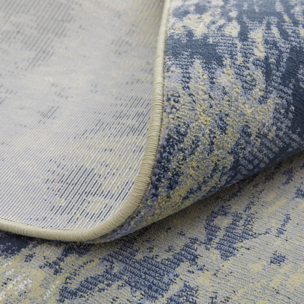 Takara Modern Abstract, Blue/Green/Ivory, 9'x12' Area Rug