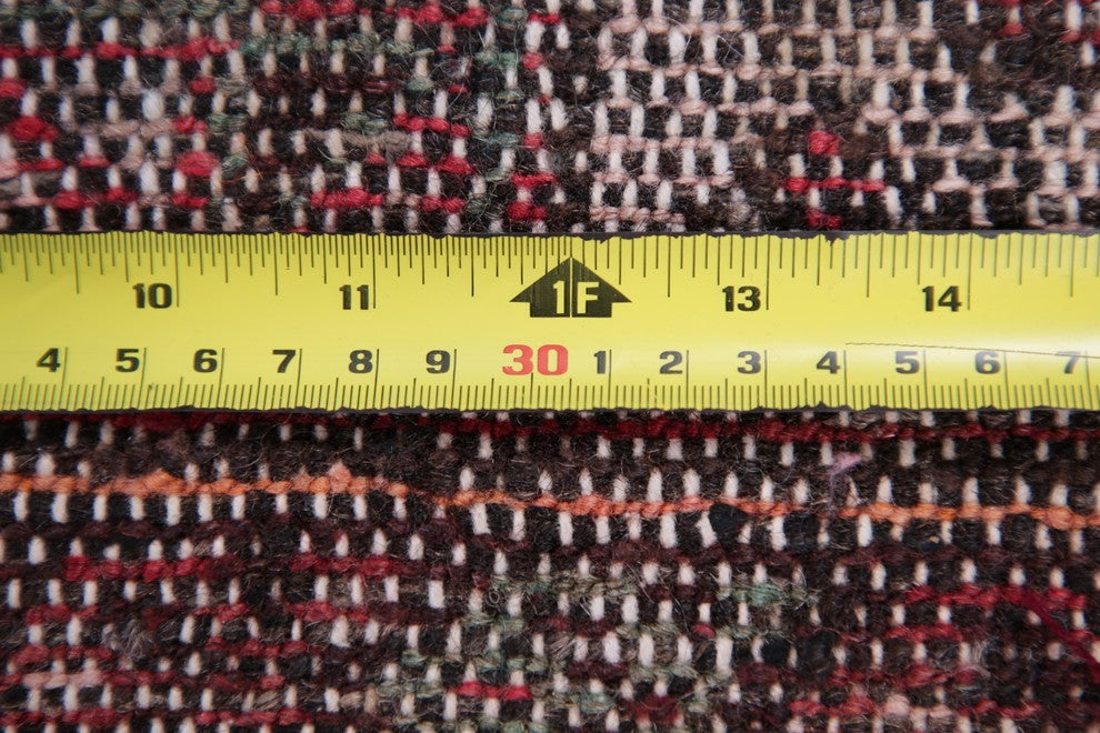 Consigned, Vintage Handmade Persian Oriental Low Pile Carpet, Red, 9'6"X3'2"