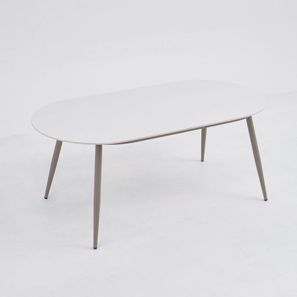 6 - Person Oval Faux Marble Top & Aluminum Outdoor Patio Dinning Table