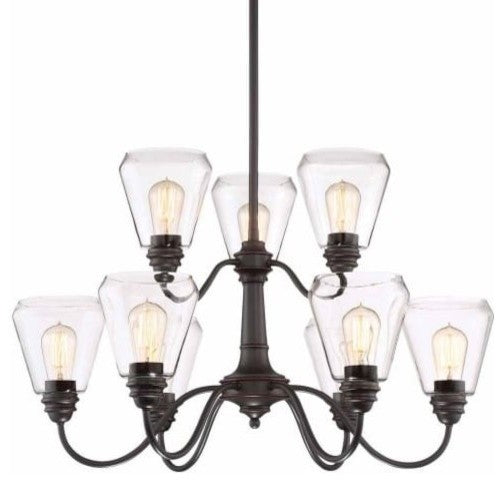 Foundry 9-Light Chandelier, Satin Bronze