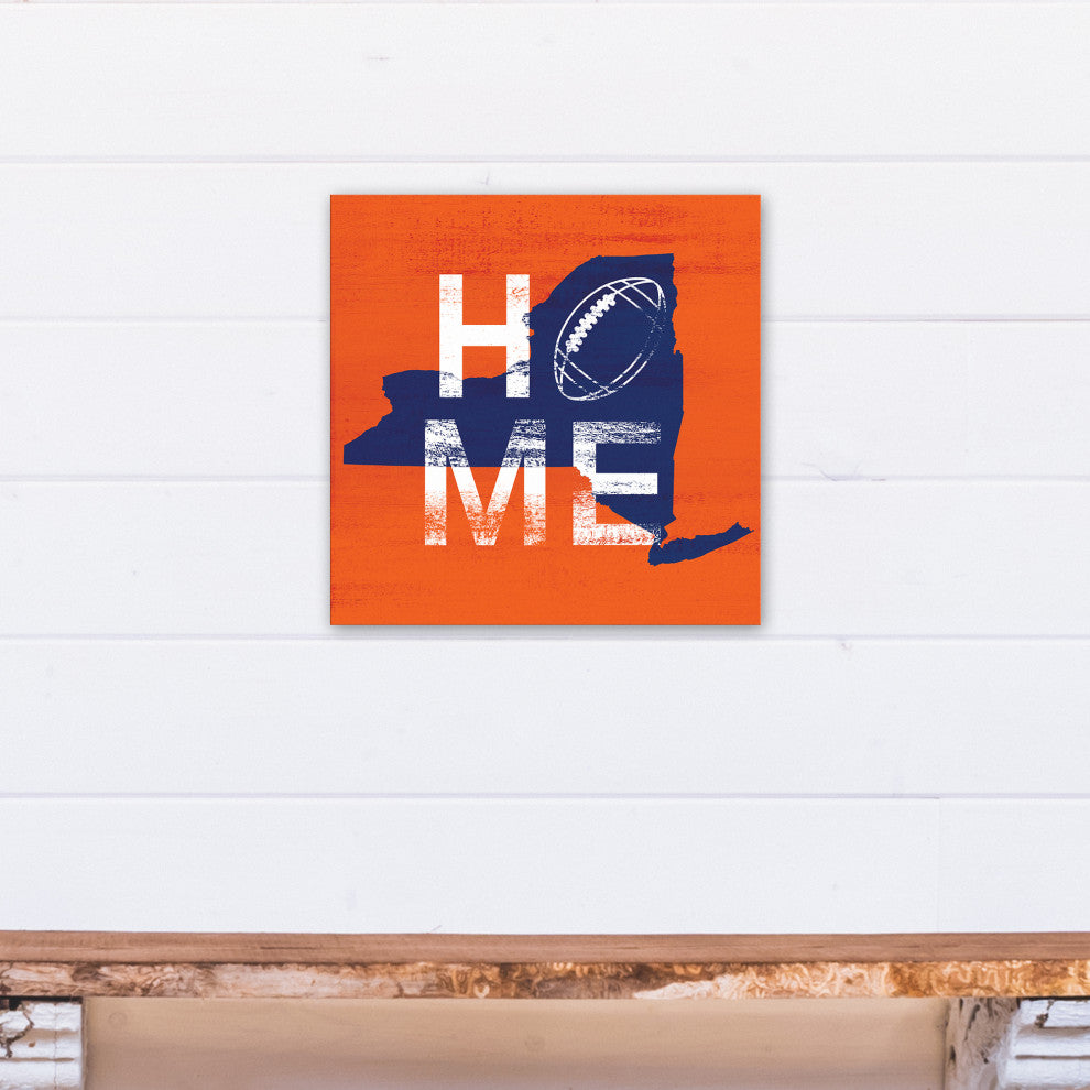 New York Football State Pride 16x16 Canvas Wall Art, Navy/Orange