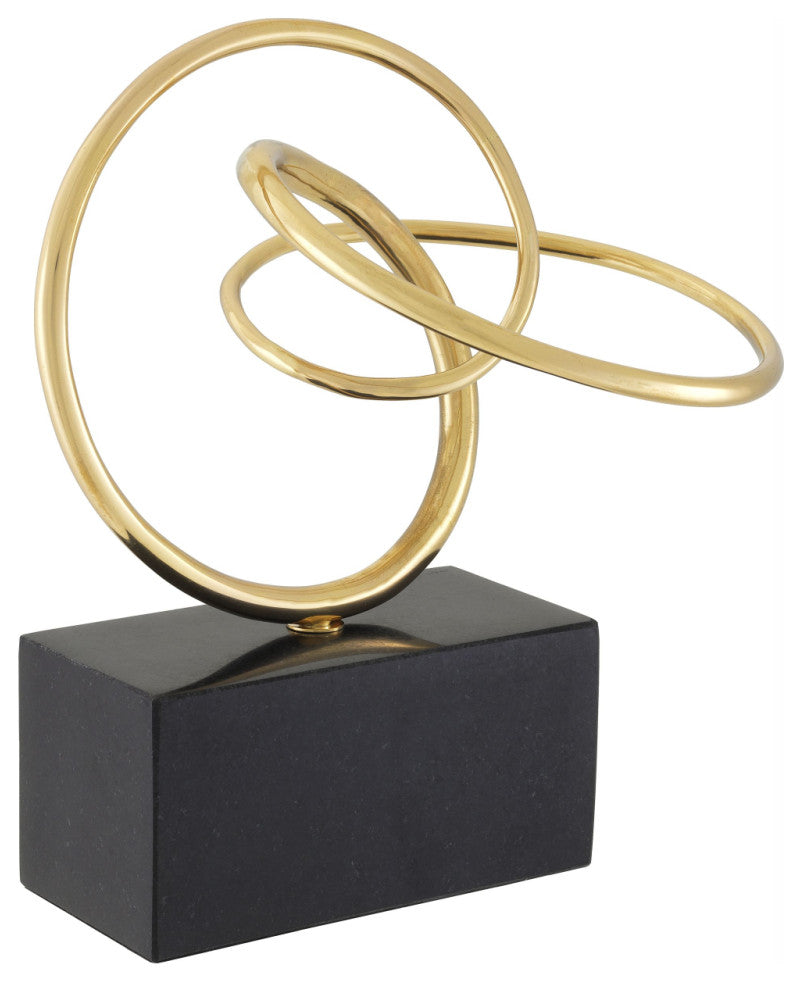 Black Granite Base Abstract Polished Brass Object | Eichholtz Frank