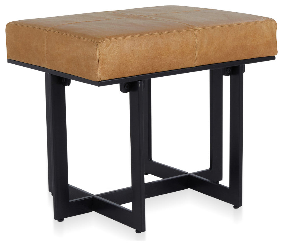 Calvin Leather Stool,, Chestnut