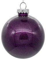 Clear Ornament With Glitter Interior , Plum, 3"
