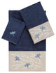 Linum Home Textiles Turkish Cotton Braelyn 3-Piece Embellished Towel Set, Navy